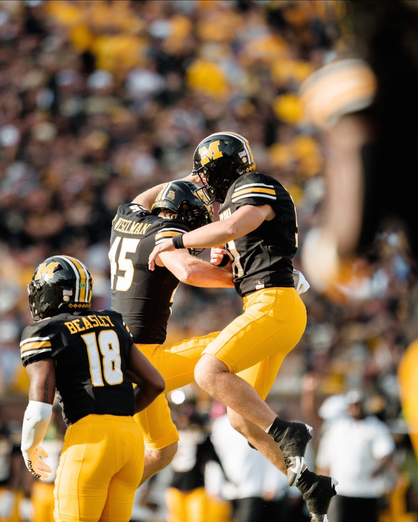 Brett Le Blanc celebrates on the field